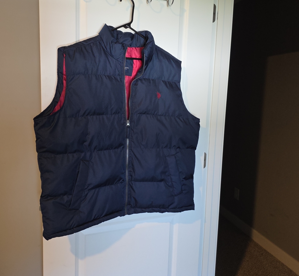 U.S. Polo Assn. Navy Puffer Vest with Red Lining